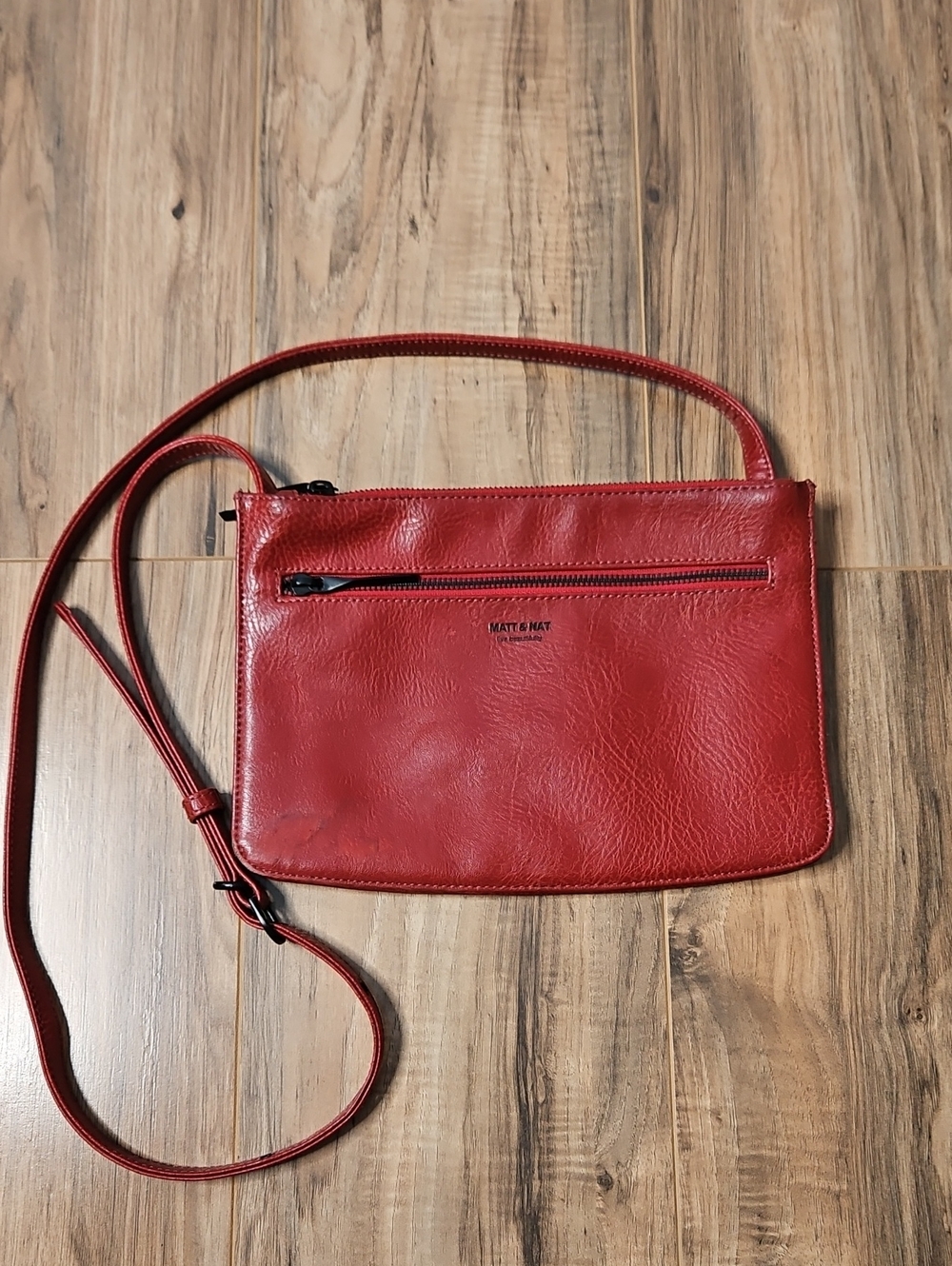 Matt & Nat Red Burgandy Crossbody Bag Adjustable Strap